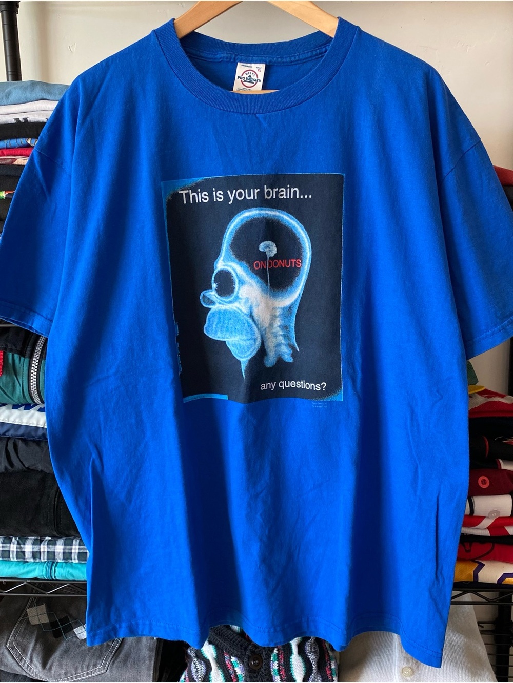Vintage The Simpsons T-Shirt Donut Brain Homer 2001 Fox
